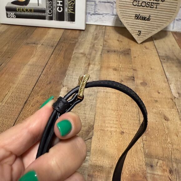 Black saffiano leather replacement Strap with Gold MK bag Charm - Picture 3 of 13